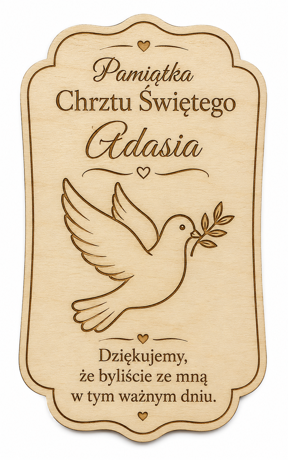 Drewniany magnes na Chrzest Święty – personalizowana pamiątka dla gości - obrazek 2