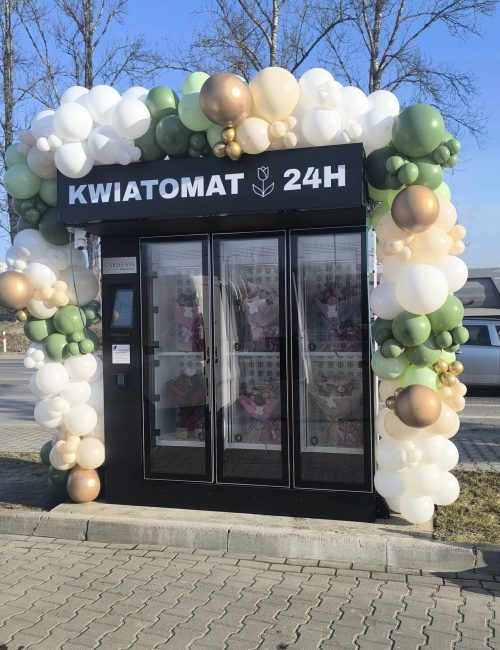 Dekoracja kwiatomatu dla firm